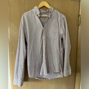 Gap mauve and white striped oxford button shirts slim fit